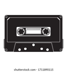 Audio Cassette icon. Retro badge. Vector illustration.