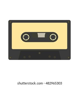 Audio cassette icon. Retro music gadget from 21-st century. Old musical device vector illustration. Stereo walkman player tape