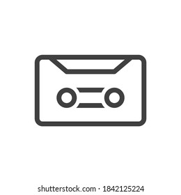 Audio cassette icon. Simple linear image. Isolated vector on a pure white background.