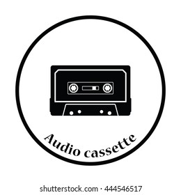 Audio cassette  icon. Thin circle design. Vector illustration.