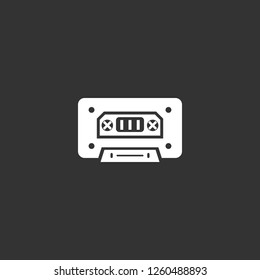 audio cassette icon vector. audio cassette sign on black background. audio cassette icon for web and app