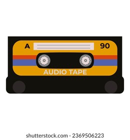 audio cassette isolated , red yellow and blue colors