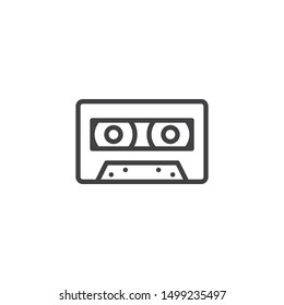 Audio cassette line icon. linear style sign for mobile concept and web design. Cassette tape outline vector icon. Symbol, logo illustration. Vector graphics