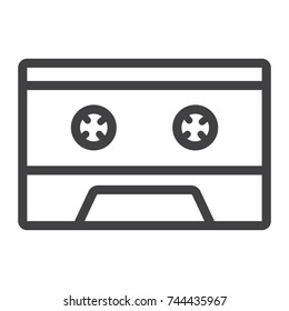 Audio cassette line icon, music and instrument, sound sign vector graphics, a linear pattern on a white background, eps 10.