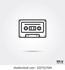 Audio-Kassette Linie Symbol Vektorgrafik. Symbol für Medien und Unterhaltung.