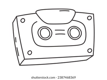 Audio Cassette Linear Vector Illustration