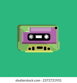 Audio cassette on green background