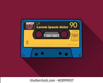 Audio cassette on red background