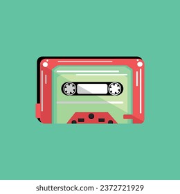 Audio cassette on turquoise background