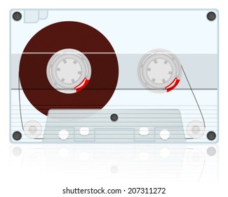 Audio cassette on a white background.