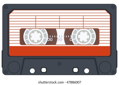 Audio cassette on white background. Vector without gradients