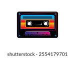 Audio cassette. Original vector illustration in vintage style. T-shirt design. Hand drawn, not AI