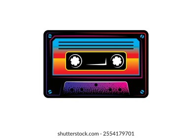 Audio cassette. Original vector illustration in vintage style. T-shirt design. Hand drawn, not AI