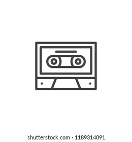 Audio cassette outline icon. linear style sign for mobile concept and web design. Old tape cassette simple line vector icon. Symbol, logo illustration. Pixel perfect vector graphics