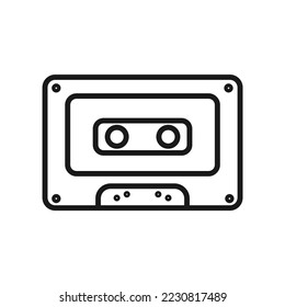 Icono de contorno de cassette de audio, ilustración vectorial en estilo de diseño simple y a la moda, aislado en fondo blanco. Perfecto recursos gráficos editables para muchos fines.