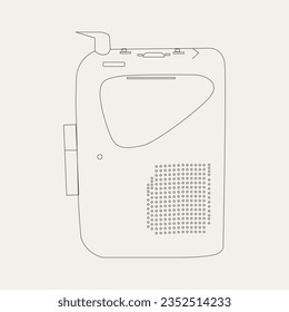 audio cassette recorder operated by hand. The boombox player. Music player symbol in line art vector style, isolated on white background