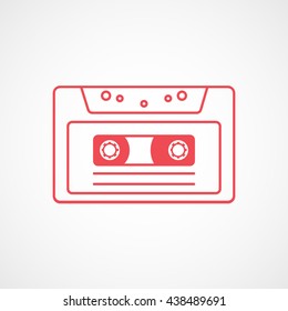 Audio Cassette Red Line Icon On White Background