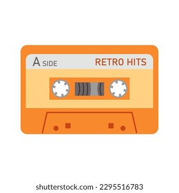 Audio cassette. Retro 90s mixtape. Music audio record from 80-90s. Flat isolated vector illustration on white background.