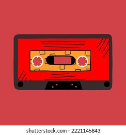 Audiokassette, Retro-Design. Element im Stil der 90er, 80er Jahre. Vektorgrafik in Flachstil