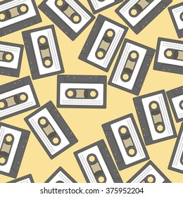 Audio cassette seamless pattern vector background