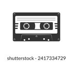 Audio cassette silhouette flat illustration