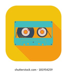 Audio cassette single color flat icon. Vector illustration.