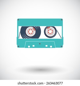 Audio cassette. Single flat icon on white background. Vector illustration.