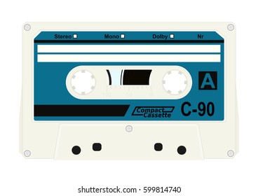 Audio cassette with space for any text. Flat vector.