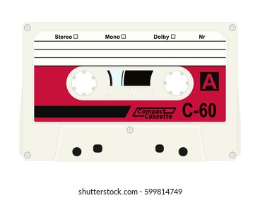 Audio cassette with space for any text. Flat vector.