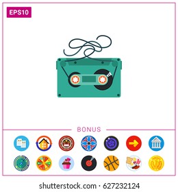 Audio cassette with tangled tape icon