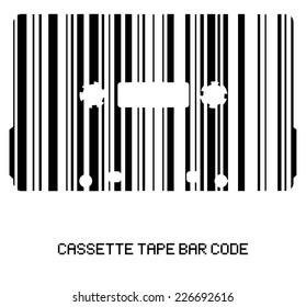 Audio cassette tape - bar code icon, black and white stripes design. symbol for music shop. vector art image illustration, isolated on white background