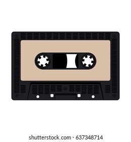 Audio cassette tape with empty space for text isolated on white background. Vector illustration.