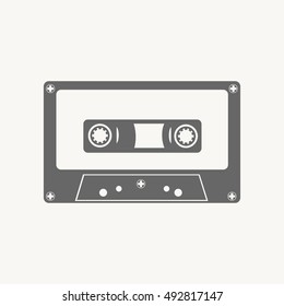 AUDIO CASSETTE, TAPE GREY COLOR ILLUSTRATION VECTOR