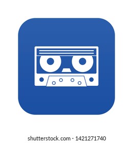 Audio cassette tape icon digital blue for any design isolated on white vector illustration