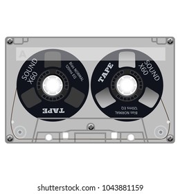 Audio cassette tape illustration isolated on white.