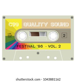 Audio cassette tape illustration isolated on white.