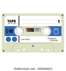 Audio cassette tape illustration isolated on white.