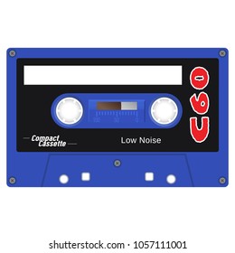 Audio cassette tape illustration isolated on white.