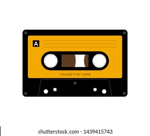 Audio cassette tape isolated vector old music retro player. Retro music audio cassette 80s blank mix.