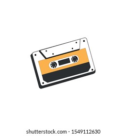 Audio cassette tape isolated vector old music retro player, Retro music audio cassette 80s blank mix