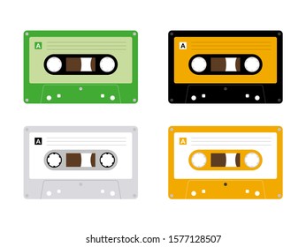 Audio cassette tape isolated vector old music retro player. Retro music audio cassette 80s blank mix.