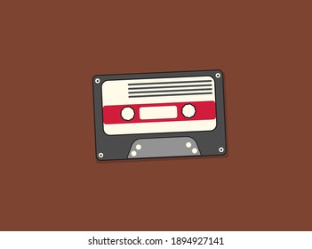 Audio cassette tape isolated vector old music retro player. Retro music audio cassette 80s blank mix.