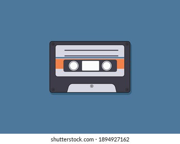 Audio cassette tape isolated vector old music retro player. Retro music audio cassette 80s blank mix.