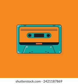 Audio cassette tape isolated vector old music retro player. Retro music audio cassette 80s blank mix.