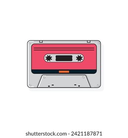 Audio cassette tape isolated vector old music retro player. Retro music audio cassette 80s blank mix.
