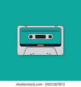 Audio cassette tape isolated vector old music retro player. Retro music audio cassette 80s blank mix.
