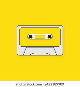 Audio cassette tape isolated vector old music retro player. Retro music audio cassette 80s blank mix.