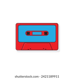 Audio cassette tape isolated vector old music retro player. Retro music audio cassette 80s blank mix.