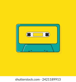 Cinta de audio aislada vectorial antiguo reproductor de música retro. Mezcla en blanco de audio de música retro 80s.