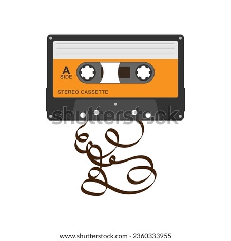 Audio cassette tape isolated vector old music retro player. Retro music audio cassette